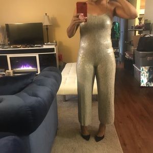 Gold shimmer spaghetti strap romper